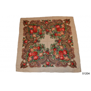 Хустка з народним орнаментом бежева 125*125 см. Photo 2